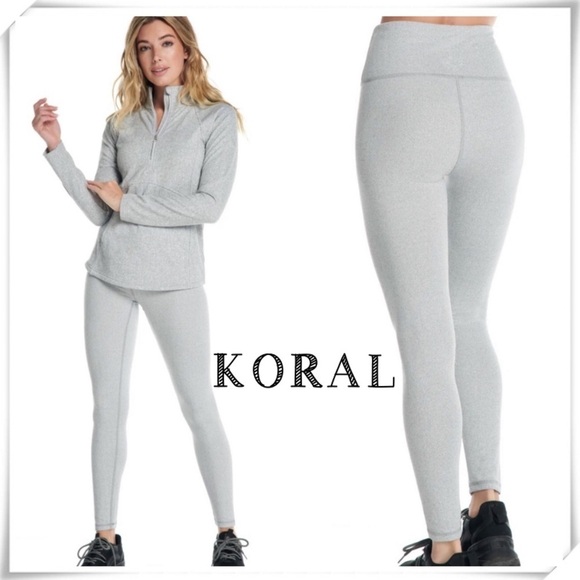 KORAL Seamless Herringbone Jacquard Winter Warm Leggings in Light Gray Size M - Picture 1 of 13